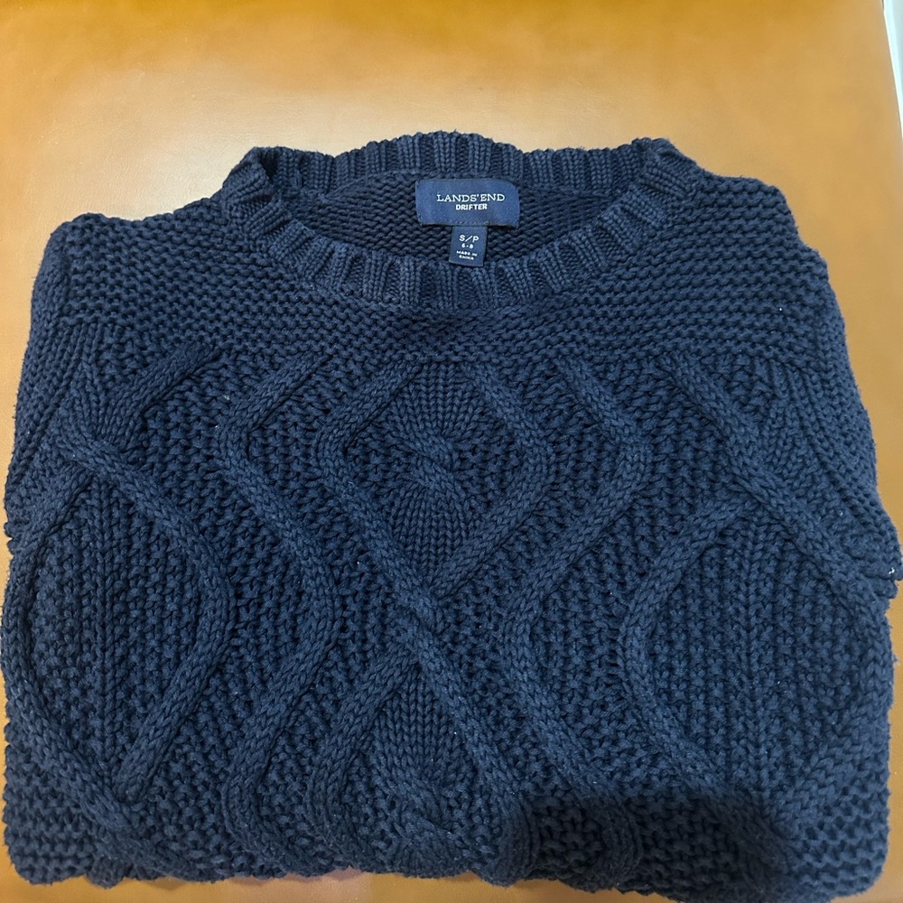 Lands' End Women's Navy Cable Knit Sweater Size S/P